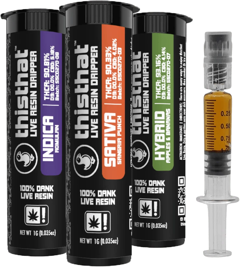 thisthat live resin drippers, 1 gram glass syringes